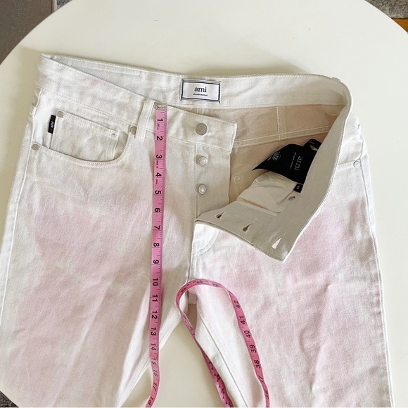 AMI Paris Men’s Tye Dye Straight Leg Jean Pink White 33x34 - Picture 6 of 11